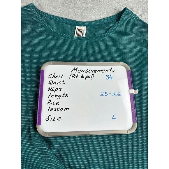 Free People Slit Back Thermal Knit Top Size Large Turquoise - Picture 8 of 8